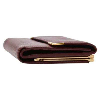 Pre-owned Cartier Bordeaux Wine Red Leather Wallet (tri-fold) () In Burgundy