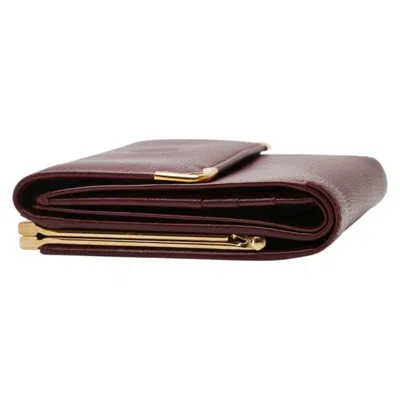 Pre-owned Cartier Bordeaux Wine Red Leather Wallet (tri-fold) () In Burgundy