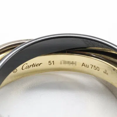 Pre-owned Cartier Gold Silver Black Yellow Gold (18k) White Gold (18k) Ceramic Band Ring ()