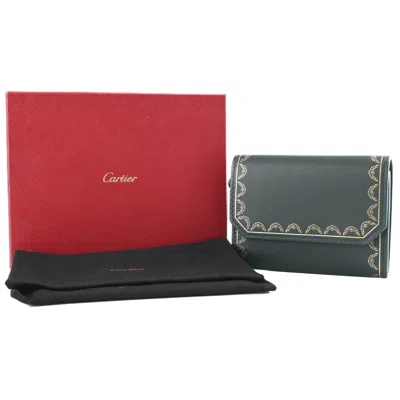 Pre-owned Cartier Green Leather Coin Purse/coin Case ()