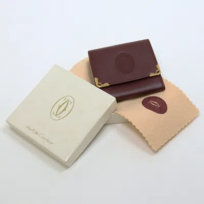 Pre-owned Cartier Must Bordeaux Leather Coin Purse/coin Case () In Burgundy