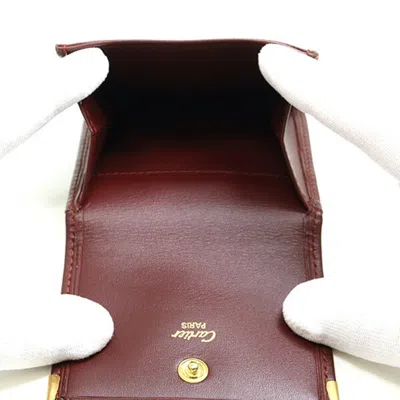 Pre-owned Cartier Must Bordeaux Leather Coin Purse/coin Case () In Burgundy