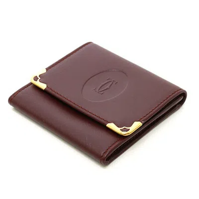 Pre-owned Cartier Must Bordeaux Leather Coin Purse/coin Case () In Burgundy