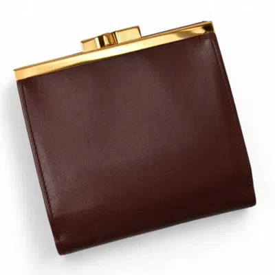 Pre-owned Cartier Must Bordeaux Leather Wallet (tri-fold) () In Burgundy