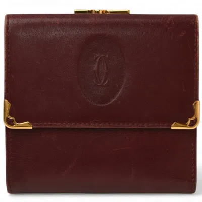 Pre-owned Cartier Must Bordeaux Wallet (tri-fold) () In Burgundy