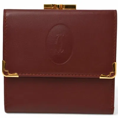 Pre-owned Cartier Must Bordeaux Wallet (tri-fold) () In Burgundy