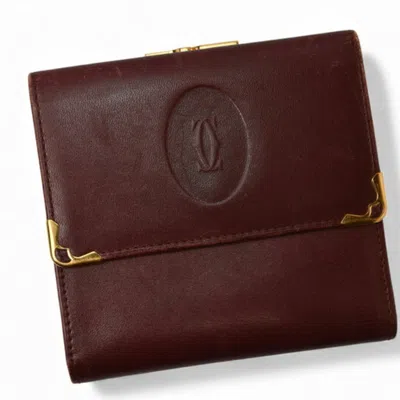 Pre-owned Cartier Must Bordeaux Wallet (tri-fold) () In Burgundy