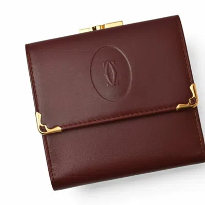 Pre-owned Cartier Must Bordeaux Wallet (tri-fold) () In Burgundy