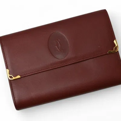 Pre-owned Cartier Must Bordeaux Wallet (tri-fold) () In Burgundy