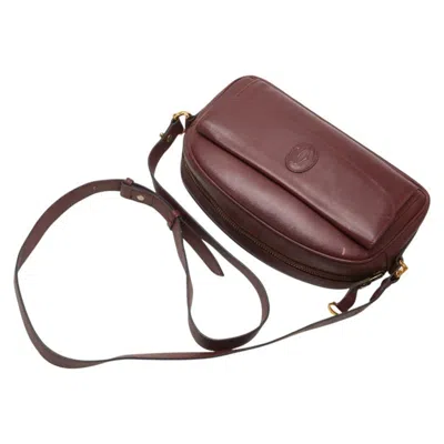 Pre-owned Cartier Wine Red Leather Shoulder Bag () In Burgundy