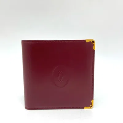 Pre-owned Cartier Wine Red Leather Wallet (bi-fold) () In Burgundy
