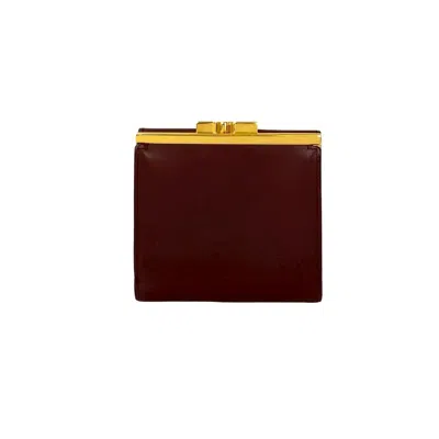 Pre-owned Cartier Wine Red Leather Wallet (tri-fold) () In Burgundy