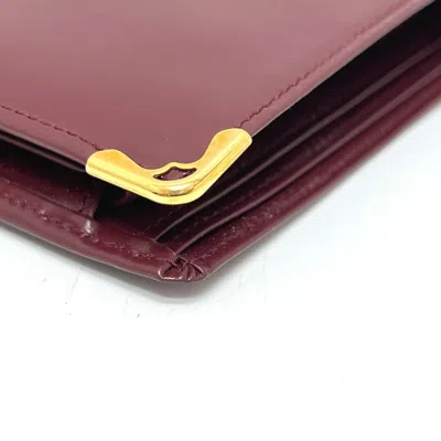 Pre-owned Cartier Wine Red Leather Wallet (bi-fold) () In Burgundy
