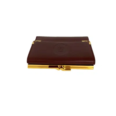 Pre-owned Cartier Wine Red Leather Wallet (tri-fold) () In Burgundy