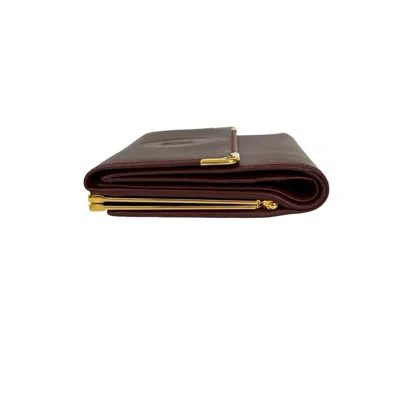 Pre-owned Cartier Wine Red Leather Wallet (tri-fold) () In Burgundy