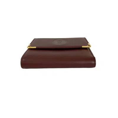 Pre-owned Cartier Wine Red Leather Wallet (tri-fold) () In Burgundy