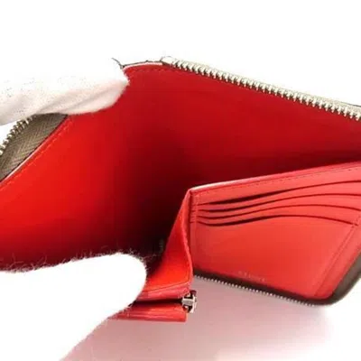 Pre-owned Celine Beige Red Color Leather Wallet (bi-fold) () In Multi