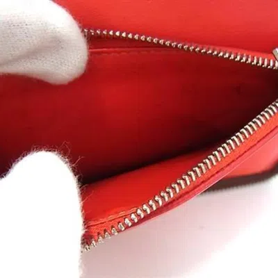 Pre-owned Celine Beige Red Color Leather Wallet (bi-fold) () In Multi