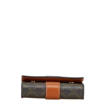 Pre-owned Celine Black Brown Pvc Leather Wallet (tri-fold) () In Multi