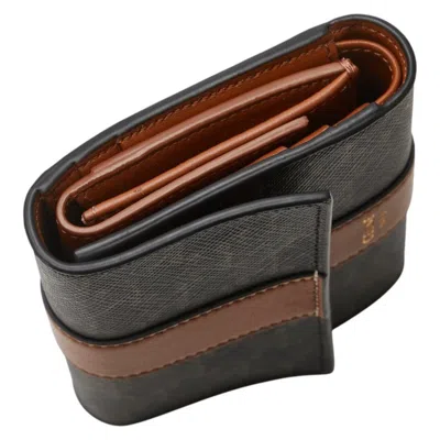 Pre-owned Celine Black Brown Pvc Leather Wallet (tri-fold) () In Multi