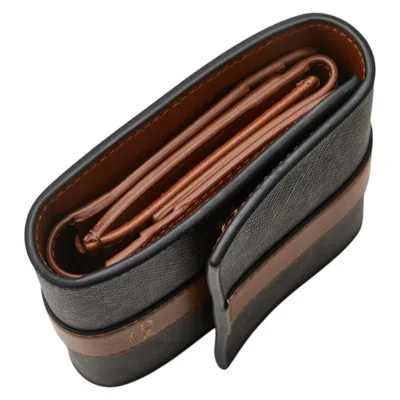 Pre-owned Celine Black Brown Pvc Leather Wallet (tri-fold) () In Multi