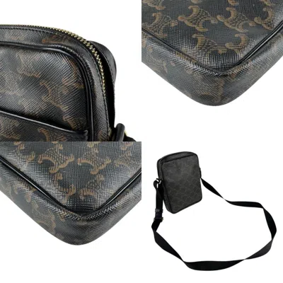 Pre-owned Celine Black Brown Pvc Messenger Bag Shoulder Bag () In Multi