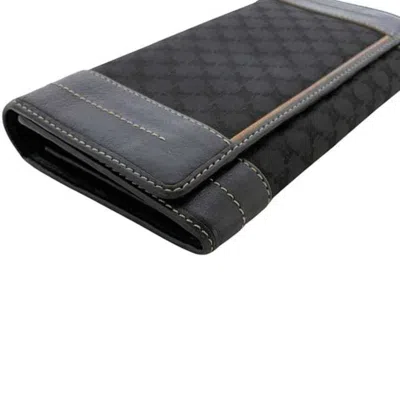 Pre-owned Celine Black Canvas Leather Long Wallet (bi-fold) ()