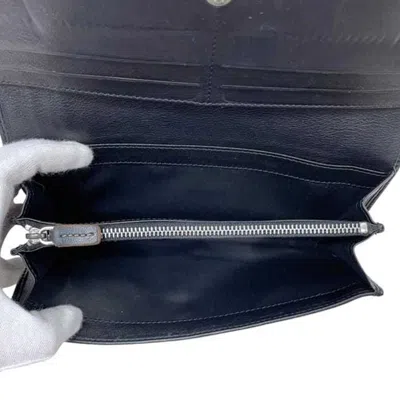 Pre-owned Celine Black Canvas Leather Long Wallet (bi-fold) ()