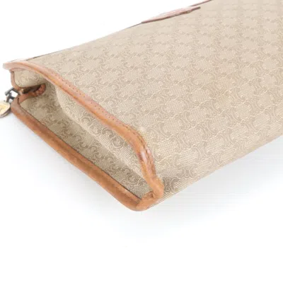 Pre-owned Celine Brown Leather Coated Canvas Clutch Bag Pouch ()