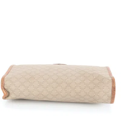 Pre-owned Celine Brown Leather Coated Canvas Clutch Bag Pouch ()