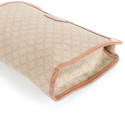 Pre-owned Celine Brown Leather Coated Canvas Clutch Bag Pouch ()