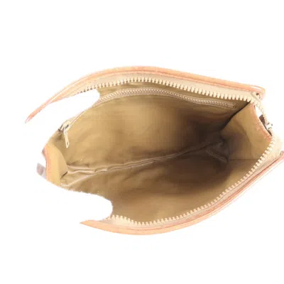 Pre-owned Celine Brown Leather Coated Canvas Clutch Bag Pouch ()