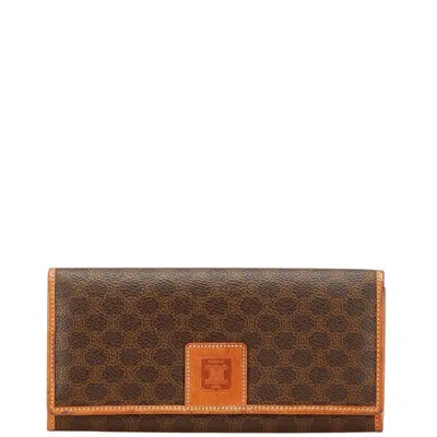 Pre-owned Celine Brown Pvc Leather Long Wallet (bi-fold) ()
