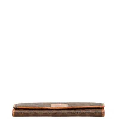 Pre-owned Celine Brown Pvc Leather Long Wallet (bi-fold) ()