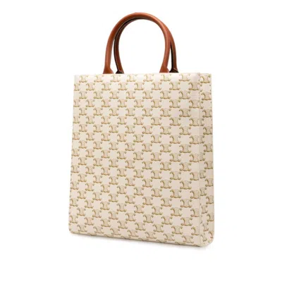 Pre-owned Celine Brown White Pvc Leather Shoulder Bag Tote Bag () In Multi