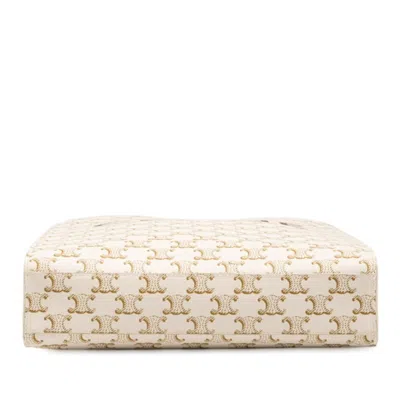 Pre-owned Celine Brown White Pvc Leather Shoulder Bag Tote Bag () In Multi