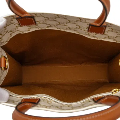 Pre-owned Celine Brown White Pvc Leather Shoulder Bag Tote Bag () In Multi