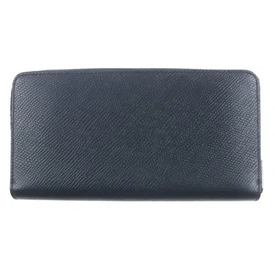 Pre-owned Celine Dark Navy Leather Long Wallet (bi-fold) () In Blue