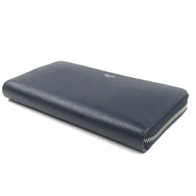 Pre-owned Celine Dark Navy Leather Long Wallet (bi-fold) () In Blue
