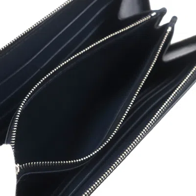 Pre-owned Celine Dark Navy Leather Long Wallet (bi-fold) () In Blue