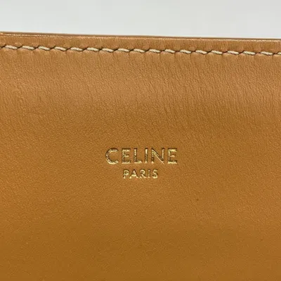 Pre-owned Celine Light Brown White Canvas Leather Tote Bag ()