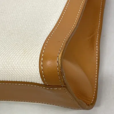 Pre-owned Celine Light Brown White Canvas Leather Tote Bag ()
