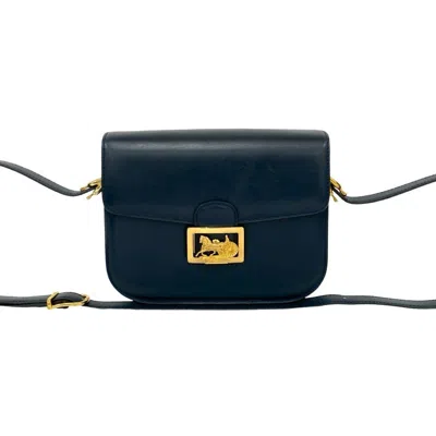 Pre-owned Celine Navy Leather Pochette Shoulder Bag () In Blue