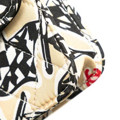 Pre-owned Chanel Beige Black Canvas Leather Shoulder Bag () In Multi
