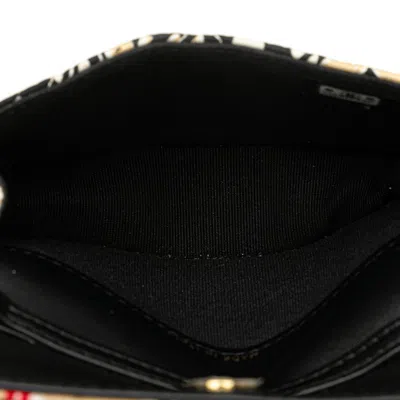 Pre-owned Chanel Beige Black Cotton Leather Shoulder Bag () In Multi