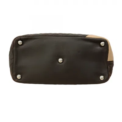 Pre-owned Chanel Beige Brown Leather Tote Bag () In Multi