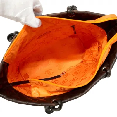 Pre-owned Chanel Beige Brown Leather Tote Bag () In Multi