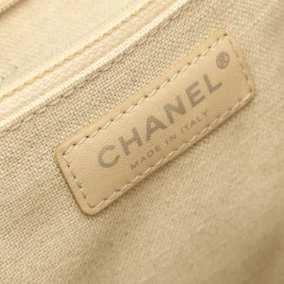 Pre-owned Chanel Beige Brown Canvas Leather Tote Bag () In Multi