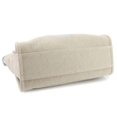 Pre-owned Chanel Beige Blue Canvas Leather Tote Bag ()