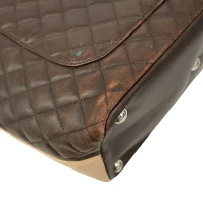 Pre-owned Chanel Beige Brown Leather Tote Bag () In Multi